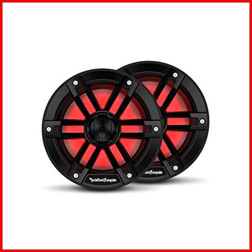 Rockford Fosgate M1-65B Color Optix 65 2-Way Coaxial Multicolor LED Lighted Marine Speakers - Black Pair並行輸入