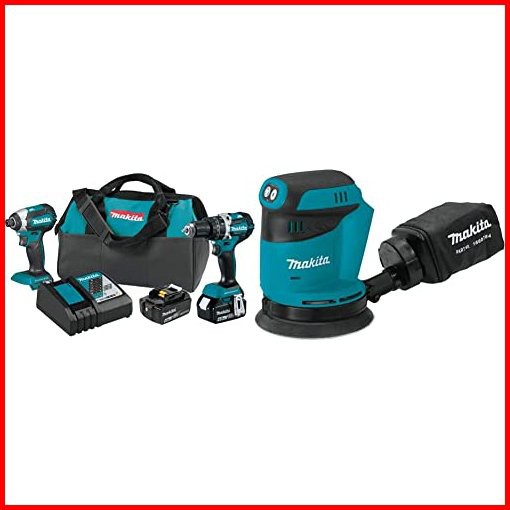 Makita XT269M 18V LXT Lithium-Ion Brushless Cordless 2-Pc Combo Kit 40Ah with XOB01Z 18V LXT Lithium-Ion Cordless 5 Rand