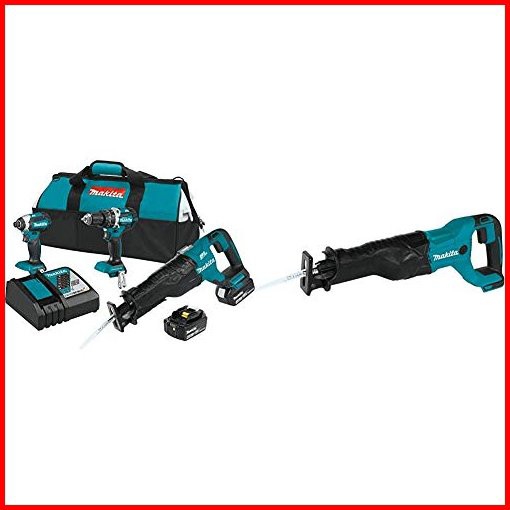 Makita XT328M 18V LXT Lithium-Ion Brushless Cordless 3-Pc Combo Kit 40Ah with XRJ04Z 18V LXT Lithium-Ion Cordless Recipro