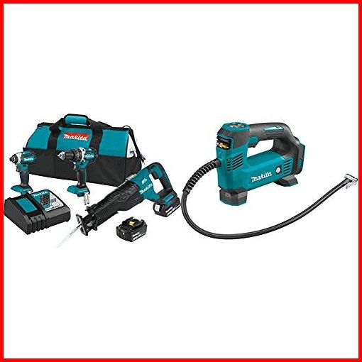 Makita XT328M 18V LXT Lithium-Ion Brushless Cordless 3-Pc Combo Kit 40Ah with DMP180ZX 18V LXT Lithium-Ion Cordless Infla