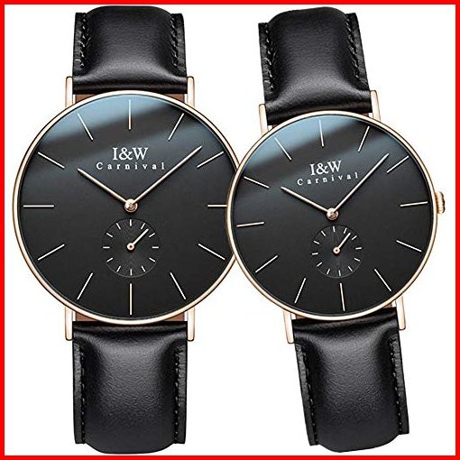 MASTOPCouple Watches Men and Women Japanese Quartz Movement Watch Men and Women Set of 2 Black Gold並行輸入品