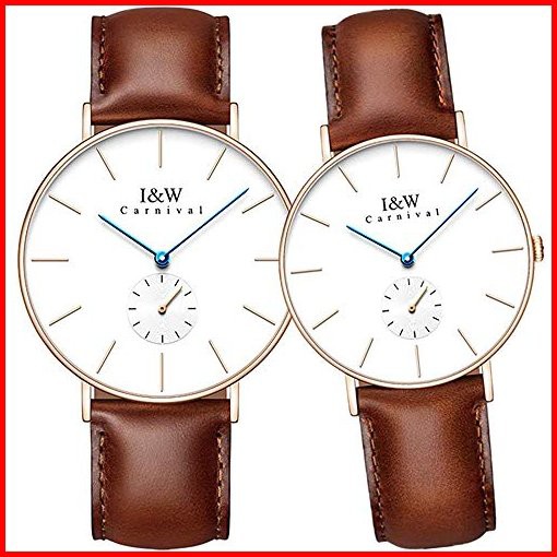 MASTOPCouple Watches Men and Women Japanese Quartz Movement Watch Men and Women Set of 2 Brown Gold並行輸入品