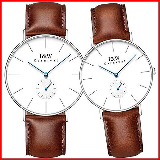 MASTOPCouple Watches Men and Women Japanese Quartz Movement Watch Men and Women Set of 2 Brown Silver並行輸入品