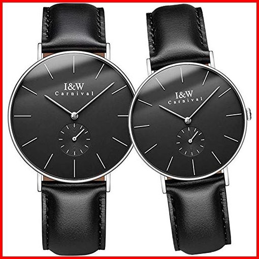 MASTOPCouple Watches Men and Women Japanese Quartz Movement Watch Men and Women Set of 2 Black Silver並行輸入品