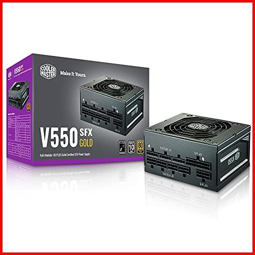 Cooler Master V550 SFX ゴールドフルモジュール 550W 80 ゴールド効率 ATXブラケット付き 静音FDBファ