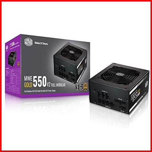 Cooler Master MWE Gold 550 V2 Full Modular 550W 80 Gold Efficiency 2 EPS Connectors 120mm HDB Fan Semi-fanless Operatio