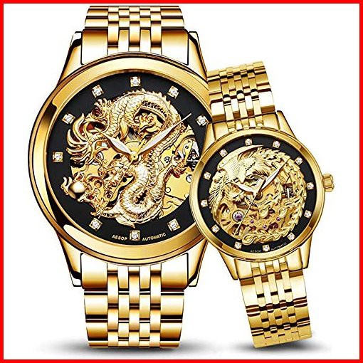 MASTOPHis and Her Couple Watches Sapphire Business Men Women Couple Set Automatic Mechanical Stainless Steel Waterproof Watch