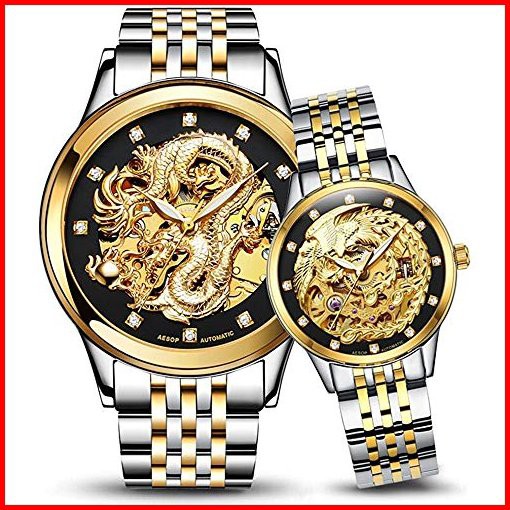 MASTOPHis and Her Couple Watches Sapphire Business Men Women Couple Set Automatic Mechanical Stainless Steel Waterproof Watch