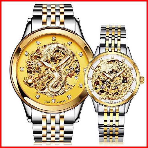 MASTOPHis and Her Couple Watches Sapphire Business Men Women Couple Set Automatic Mechanical Stainless Steel Waterproof Watch