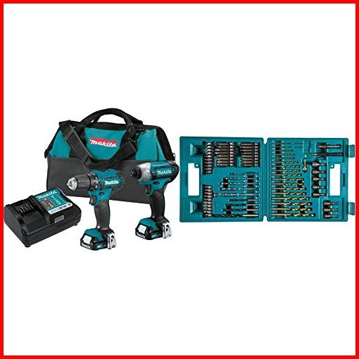 Makita CT232 12V Max CXT Lithium-Ion Cordless 2-Pc Combo Kit 15Ah B-49373 75 PC Metric Drill and Screw Bit Set並行