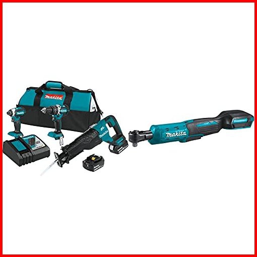 Makita XT328M 18V LXT Lithium-Ion Brushless Cordless 3-Pc Combo Kit 40Ah with XRW01Z 18V LXT Lithium-Ion Cordless 38