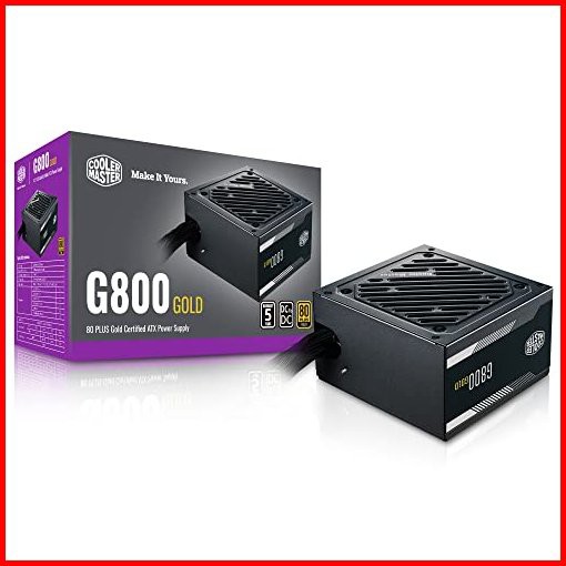 Cooler Master G800 Gold Power Supply 800W 80 Gold Efficiency Intel ATX Version 252 Fixed Flat Black Cables Quiet HDB Fan