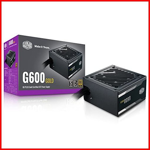 Cooler Master G600 Gold Power Supply 600W 80 Gold Efficiency Intel ATX Version 252 Fixed Flat Black Cables Quiet HDB Fan