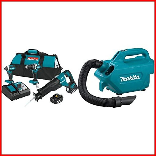 Makita XT328M 18V LXT Lithium-Ion Brushless Cordless 3-Pc Combo Kit 40Ah with XLC07Z 18V LXT Lithium-Ion Handheld Caniste