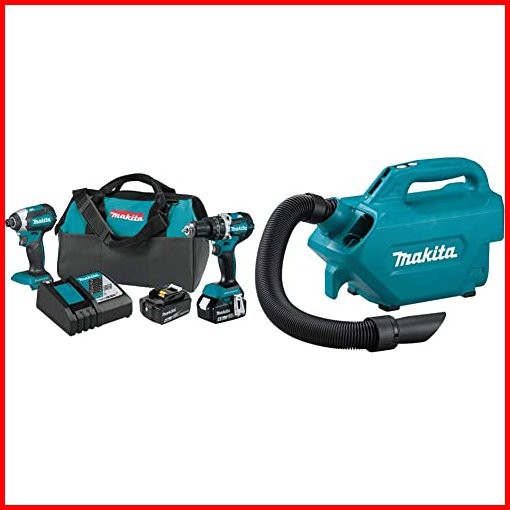 Makita XT269M 18V LXT Lithium-Ion Brushless Cordless 2-Pc Combo Kit 40Ah with XLC07Z 18V LXT Lithium-Ion Handheld Caniste