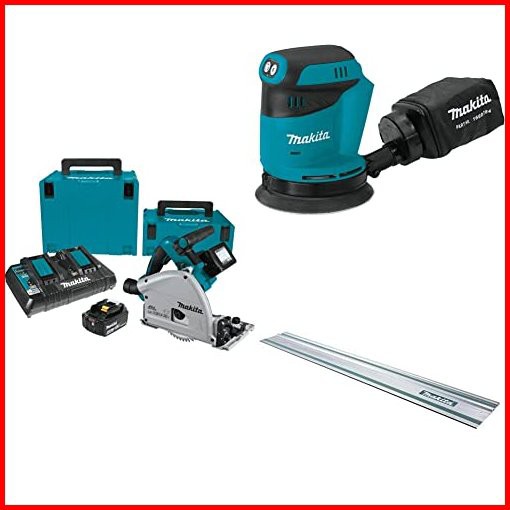 Makita XPS01PMJ 36V 18V X2 LXT Brushless Cordless 6-12 Plunge Circular Saw Kit 40Ah 194368-5 55 Guide Rail with XOB