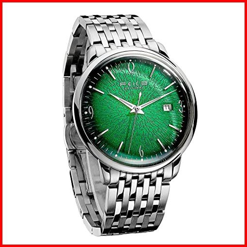 期間限定セール 送料無料feice Mens Vintage Watches Luminous Automatic Silver Stainless Steel Watch Green Dial Mechanical Wristwatch 純正シートマット付 腕時計 その他腕時計 Repertoiremag Com