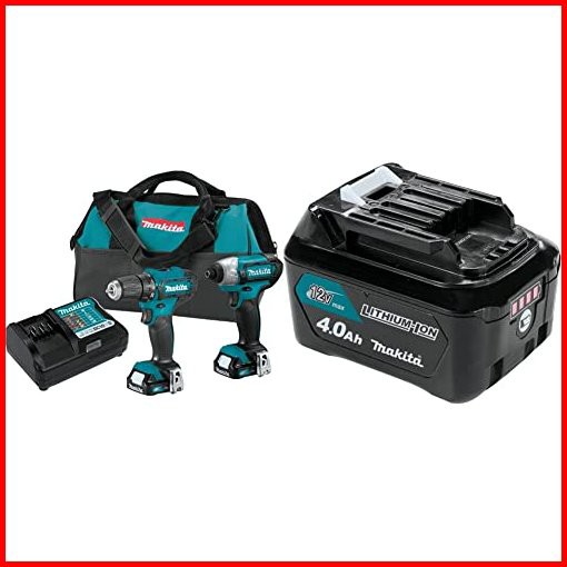 Makita CT232 12V max CXT Lithium-Ion Cordless 2-Pc Combo Kit 15Ah BL1041B 12V max CXT Lithium-Ion 40Ah Battery並