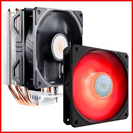 Cooler Master Hyper 212 EVO V2 CPU Air Cooler SickleFlow 120 V2 RED Bundle 4 Copper Direct Contact Heat Pipes RED LEDs PW