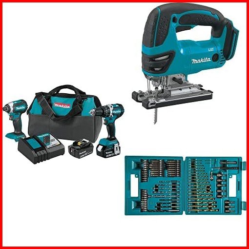 Makita XT269M 18V LXT Lithium-Ion Brushless Cordless 2-Pc Combo Kit 40Ah with XVJ03Z 18V LXT Lithium-Ion Cordless Jig Saw