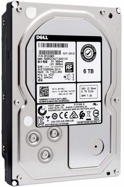 デル Dell 6TB 72K RPM NLSAS 12Gbps 35in Cabled Hard Drive PYM8J 35in Cabled Hard Drive CusKit