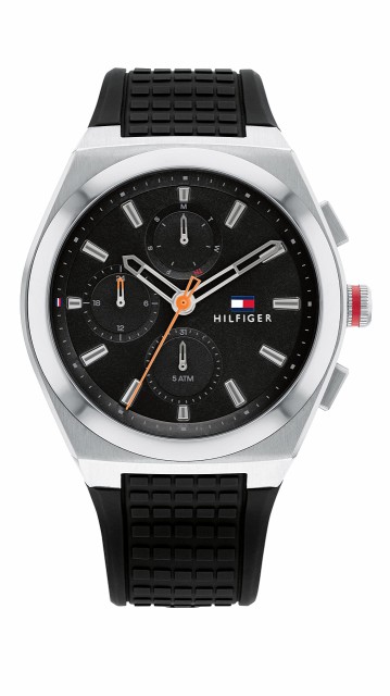 トミー ヒルフィガー Tommy Hilfiger Mens Stainless Steel Quartz Watch with Silicone Strap Black 17 Model 1791898