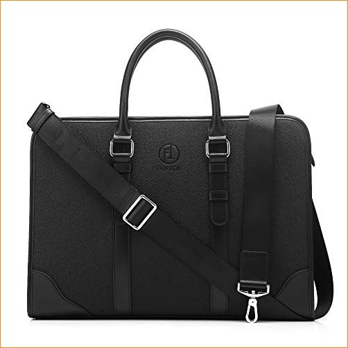 FT FUNTOR Briefcases for Men Genuine Leather Hard Messenger Bag for Lawyer Slim Business Shoulder Bag with Detachable Strap