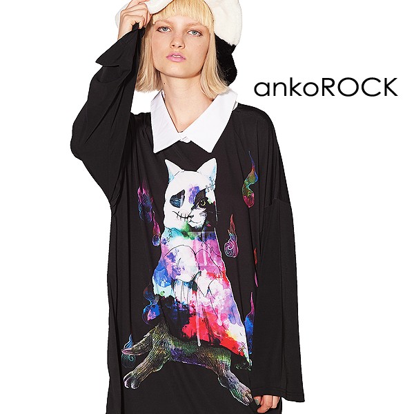 激安 即納 Ankorock アンコロック Tシャツ メンズ カットソー ワンピース ビッグtシャツ レディース ユニセックス 服 ブランド 長袖 ロンt シャツ襟 超歓迎 Www Endocenter Com Ua