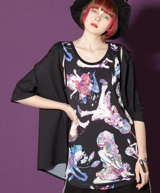 Ankorock アンコロック ロング タンクトップ メンズ カットソー レディース ロング丈 ビッグ 女の子 総柄 クリアランス Www Iacymperu Org