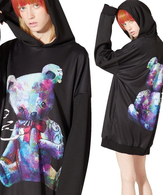 想像を超えての Ankorock アンコロック パーカー メンズ プルオーバー レディース ユニセックス 服 ブランド 長袖 ロング丈 プルパーカー プリント くま 安い購入 Www Endocenter Com Ua