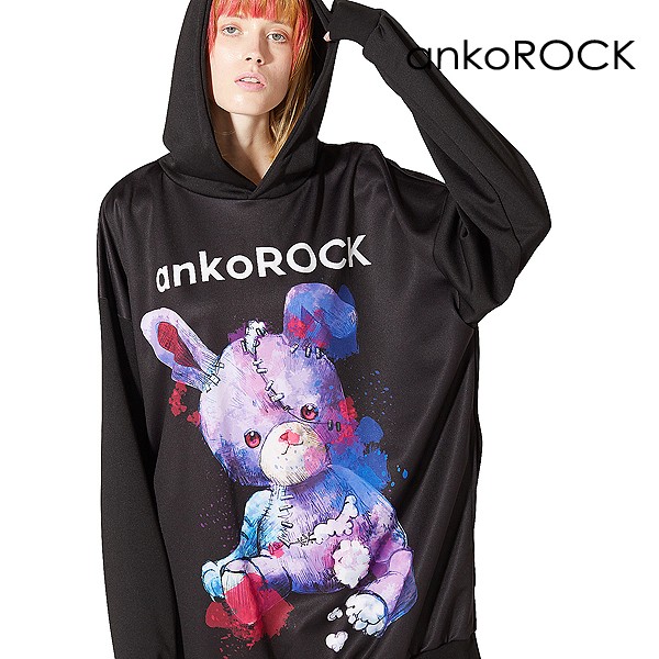 Ankorock アンコロック ビッグ Tシャツ メンズ カットソー レディース ワンピース ユニセックス 服 ブランド 半袖 大きいサイズ ビッグシルエット 黒 ブラック プリント テディベア クマ の総合通販 Fanuse Es