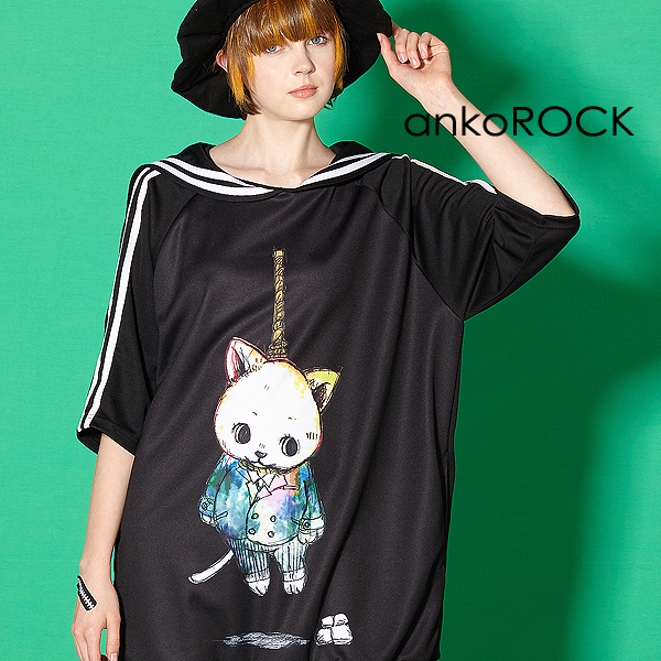 激安ブランド Ankorock アンコロック メンズ ジャージ レディース セーラー セーラー半袖 ビッグシルエット プリント 猫 限定価格セール Vigorgh Com