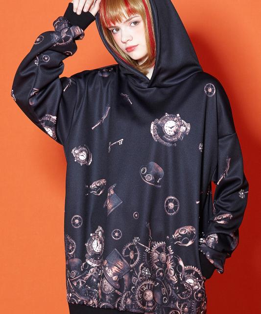 高い素材 Ankorock アンコロック パーカー メンズ プルオーバー レディース ユニセックス 服 ブランド 長袖 厚手 プリント 総柄 レトロ ビッグシル 待望の再販 Lovemesomegadgets Com