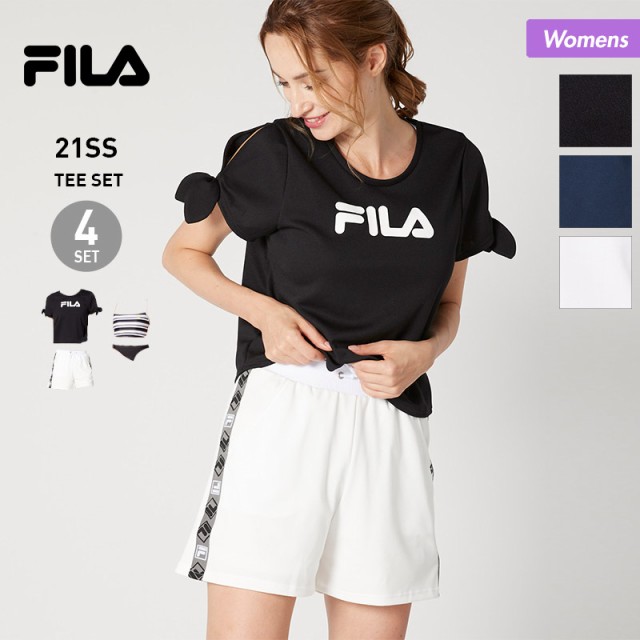 Fila レディース ビーチ 4点セット フィラ 水着 ラッシュガード スイムウェア 海水浴 レディース 2707 パンツ 半袖 女性用 ｔシャツ ショーツ プール ビーチ 送料無料