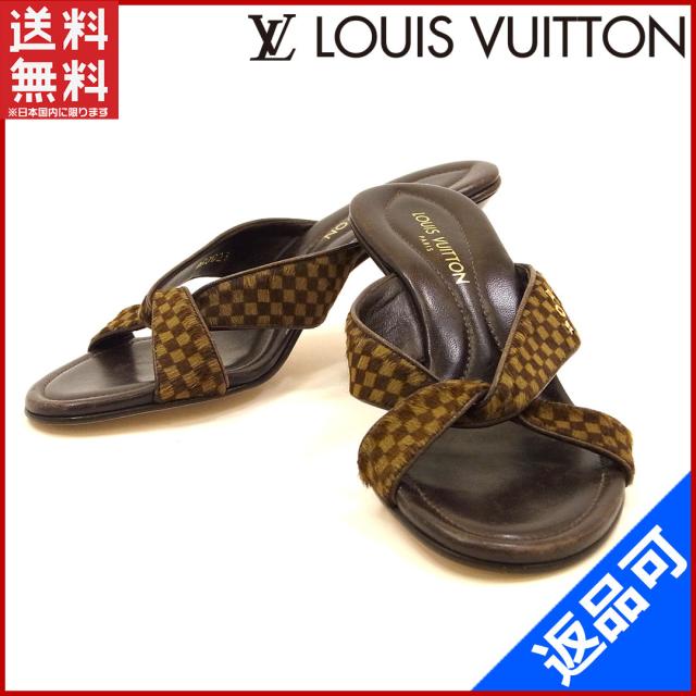ルイヴィトン 靴 LOUIS VUITTON サンダル シューズ 靴 ハラコ ブラウン 良品 即納 【中古】 X9611