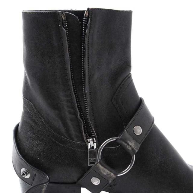 あす着 サンローランパリ Saint Laurent Paris 超激得sale ジップアップ ブーツ Harness Wyatt Boots メンズ Stone Washed Leather In