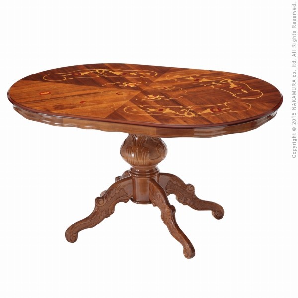 イタリア ダイニングテーブル 150cm幅 象嵌 レジーナ 楕円型 食卓