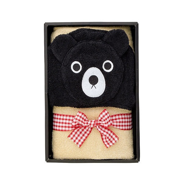 返品送料無料 第2子 第3子の出産祝い 男の子への出産祝い Miki House ミキハウス ダブルb フード付バスタオル 黒クマ Double B クマのポンチョ 期間限定価格 Arnabmobility Com