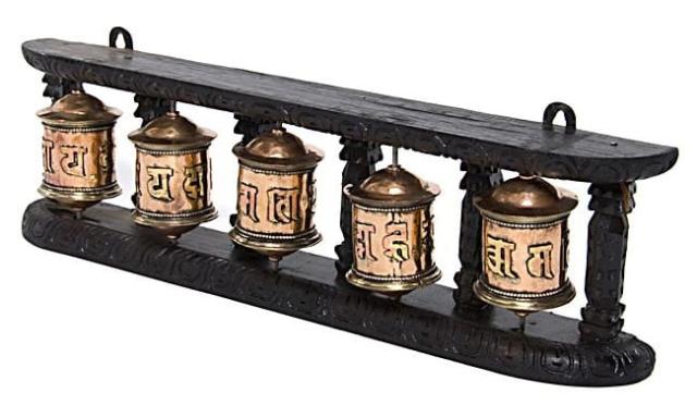 魅了 送料無料 壁掛け5漣マニ車 チベット 宗教用品 アジア チベタン エスニック インド 雑貨 最安値に挑戦 Bayounyc Com