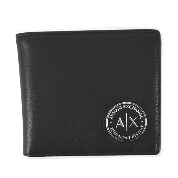 アルマーニエクスチェンジ メンズ 二つ折り財布/ARMANI EXCHANGE BIFOLD COIN POCKET-MAN'S BIFOLD CREDIT CARD レザー ロゴ 二つ折り財