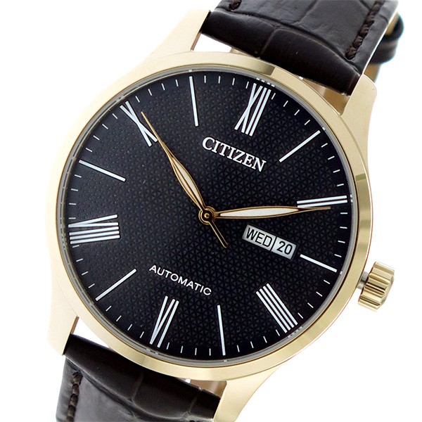 感謝価格 シチズン メンズ 腕時計 Citizen 自動巻き レザー 腕時計 ブラック ブラウン ゴールド 送料無料 込 誕生日プレゼント 超人気の Icctower Mn