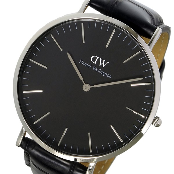 [即日発送]ダニエルウェリントン メンズ 腕時計/Daniel Wellington クラシック ブラック リーディング/シルバー 40mm レザー 腕時計 ブラ