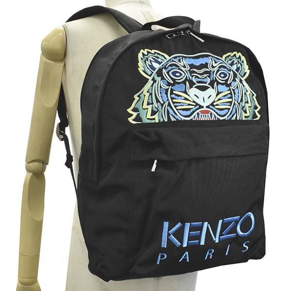 KENZO ケンゾー レザー タイガー ロゴ バックパック リュック バッグ 黒-