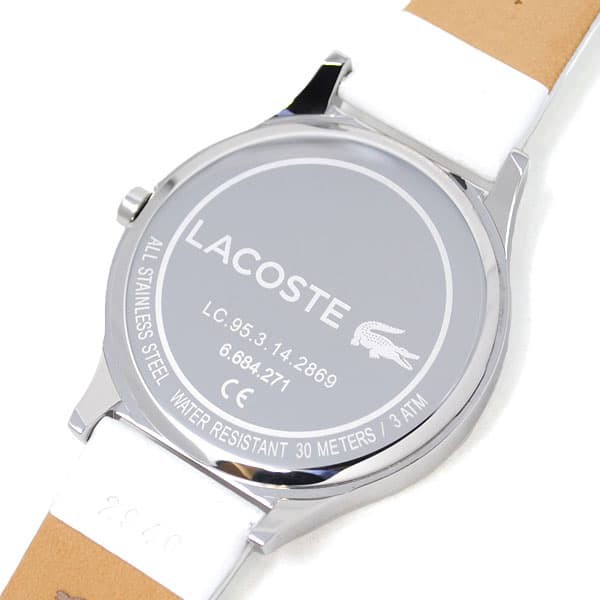 [即日発送]ラコステ レディース 腕時計/Lacoste レザー アナログ 腕時計 シルバー/ホワイト 送料無料/込 ホワイトデーの通販はau