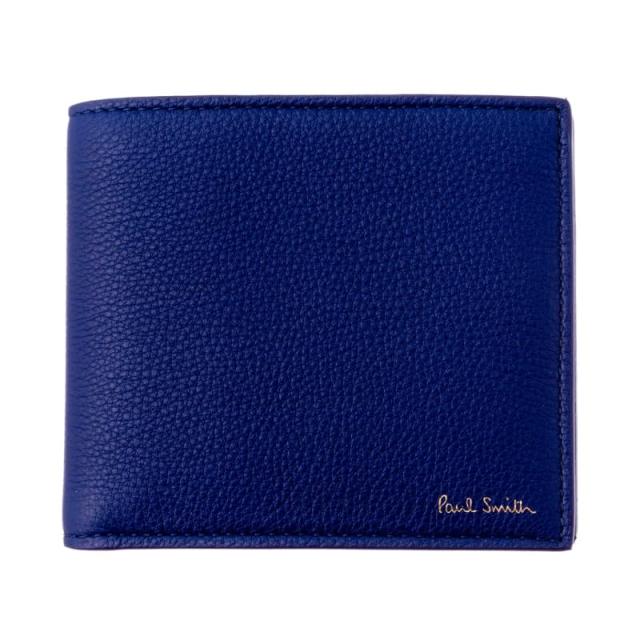 激安 新作 二つ折り財布 Paulsmith メンズ ポールスミス レザー クリスマスプレゼント 送料無料 込 Indigo 二つ折り財布 シンプル 無地 財布
