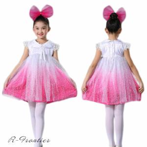 キッズ ダンス 衣装 キラキラ 子供用 ワンピース スパンコール チアダンス衣装 チュチュスカート ジュニア 女の子 ダンス衣装 イベント 