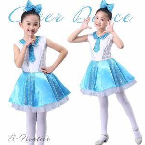 キッズ ダンス 衣装 スパンコール 女の子 ワンピース キラキラ チアダンス衣装 チュチュスカート ジュニア ダンス衣装 イベント 団体服 