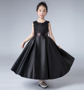 子供ドレス キッズ フォーマル ジュニア 子供服 女の子 ピアノ プリンセス パーティードレス マキシ丈ワンピース 袖なし 7分袖ワンピース