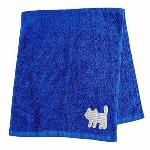 オカOKA うちねこ タオル 約33cm×80cm ブルー フェイスタオル 猫柄 かわいい トイレシリーズ