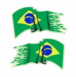 東洋マーク製作所 ブラジル 国旗 ステッカー はためく 右左向き 2枚セット 2719